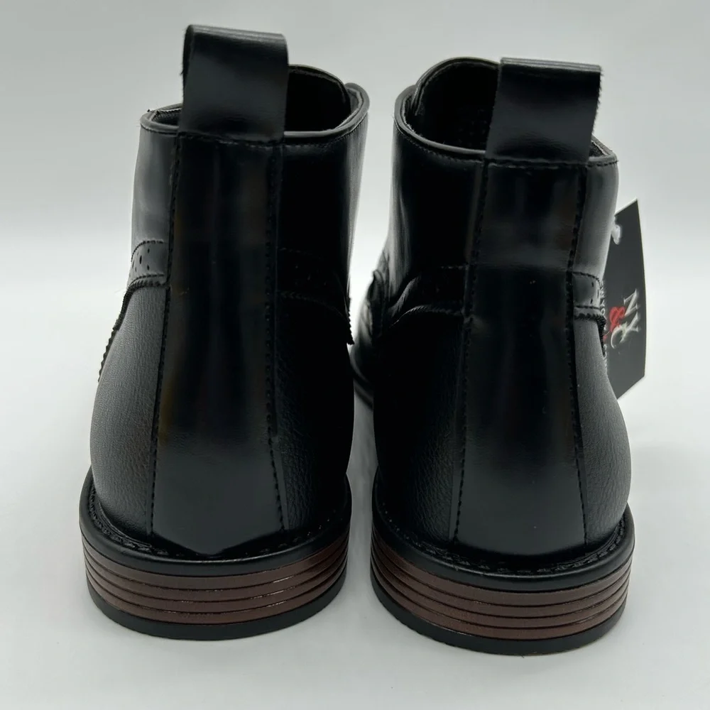 Men’s Black Dress Boots Wingtip Oxford Ankle Boots, Classic Lace-Up, Size 8 NWT